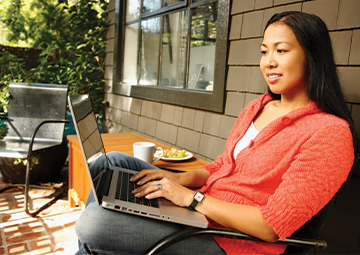 Woman sitting on porch